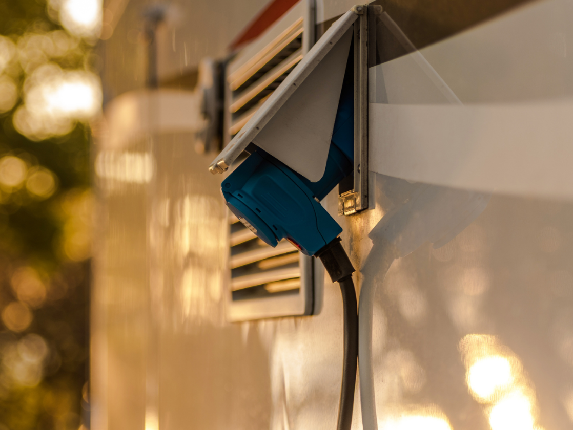 Corroded RV electrical connector caused by salt air exposure near the coast